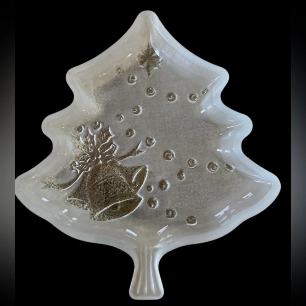 Celebrations Crystal Clear Tree Candy Dish Elegantly Frosted Glass EUC